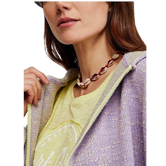 New Free People In Bloom Sm Purple Green Zip Hoodie Sweater - Picture 8 of 13